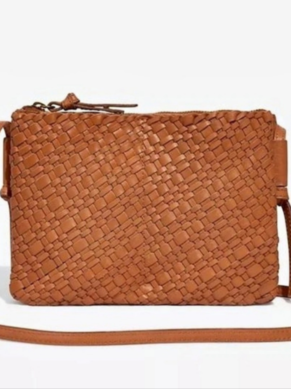 Madewell Knotted Woven Leather Brown Crossbody Bag MD187
